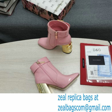 Dolce  &  Gabbana Heel 10.5cm Leather Ankle Boots Patent Pink with DG Karol Heel and Strap 2021